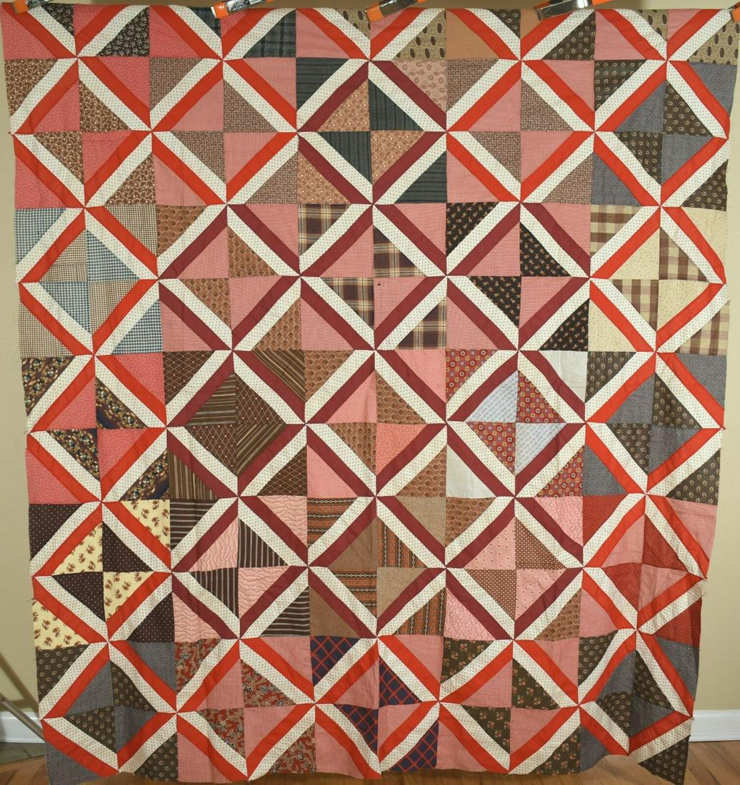 Vintage 1870's Hourglass Antique Quilt Top (1 of 10)