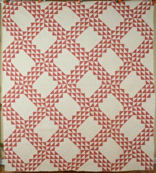 1890's Double Pink & White Ocean Waves Antique Quilt! (1 of 8)