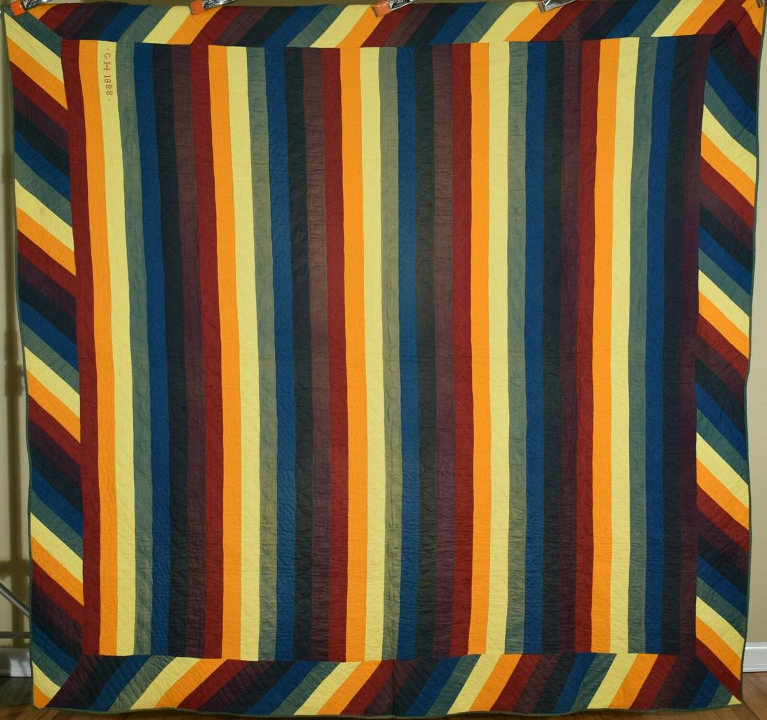 PA Mennonite Joseph's Coat Quilt, Dated "1888" (1 of 9)