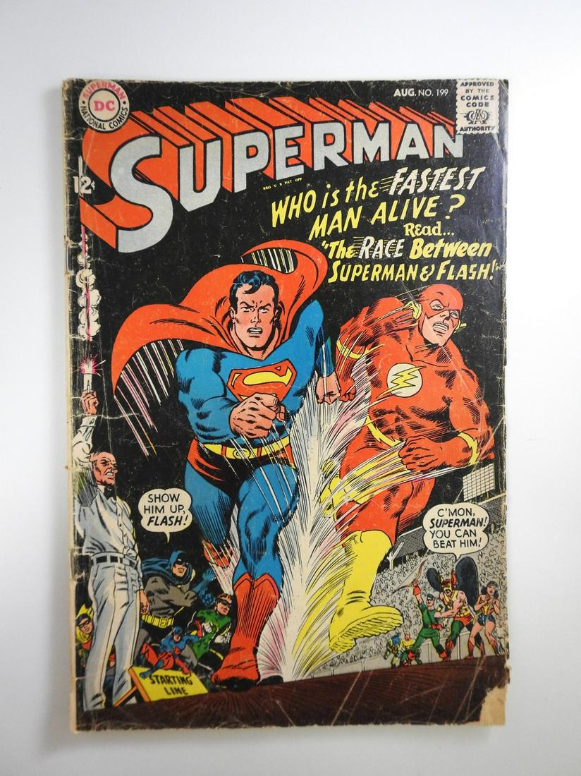 Superman #199: No Reserve! Superman #199. GD+ Shipping: Individual Comics: Flat-rate of $9.99 (1-8 comics) or $19.99 (9+ comics) to anywhere within the contiguous U.S. International: Foreign shipping rates are deter