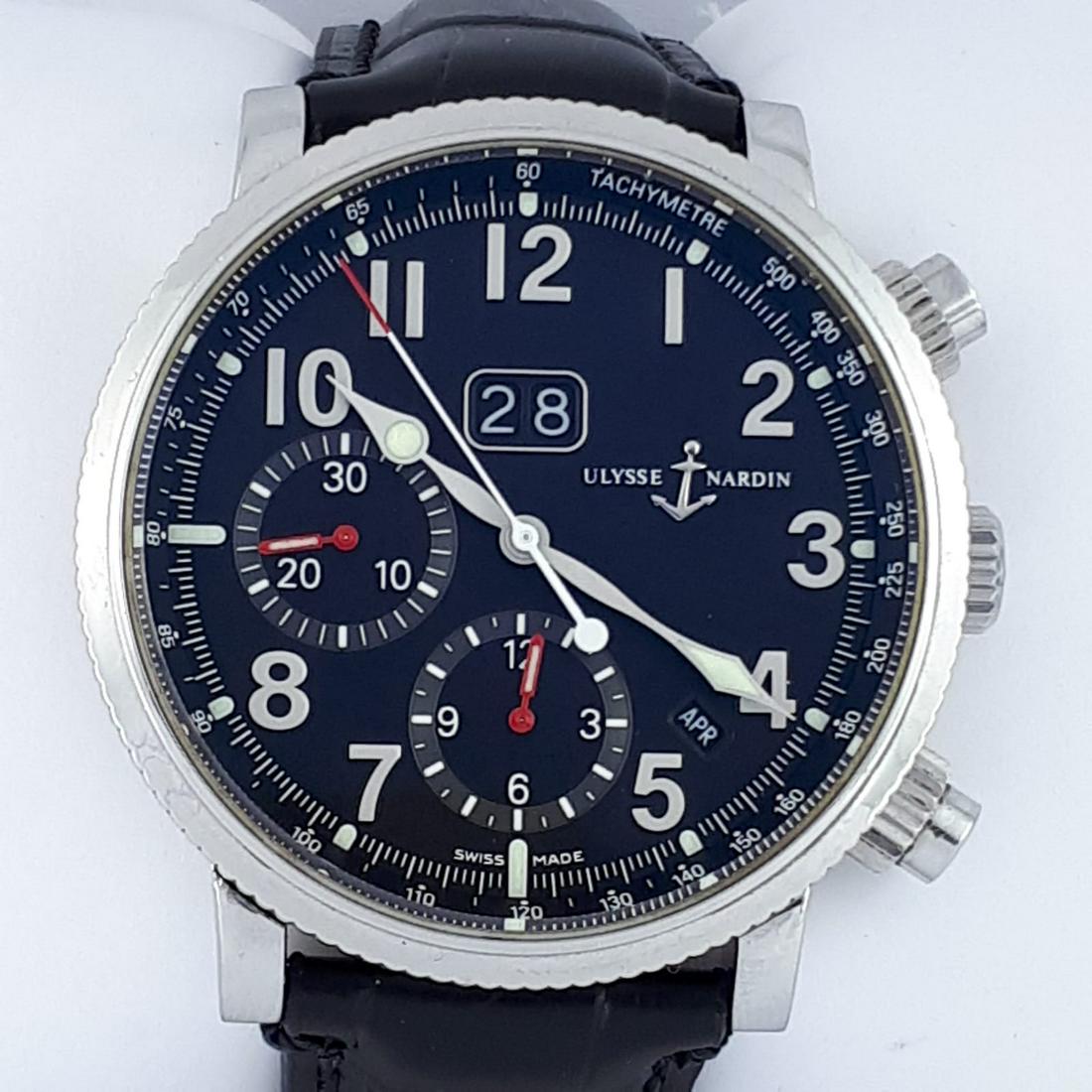 Ulysse Nardin - Marine Chronograph Annual Calendar -: Brand: Ulysse Nardin Model: Marine Chronograph Annual Calendar Reference Number: Ref: 513 22 Gender: Men Period: 2011 - present Movement: Automatic Case material: Steel Type: Chronograph wristwatch