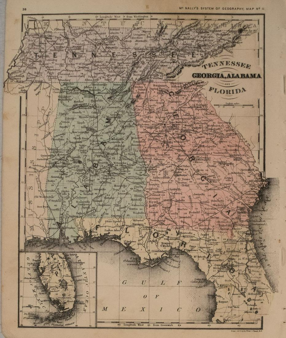 1866 McNally Map of Tennessee, Georgia, Alabama, and (1 of 1)