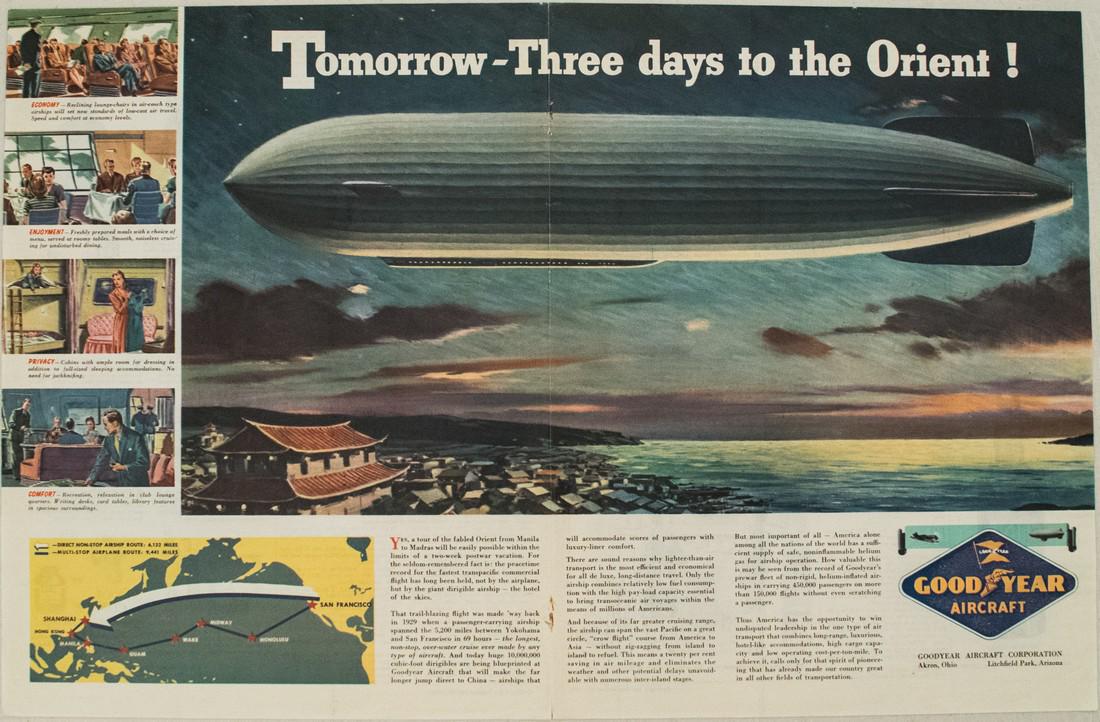 1945 Good Year Dirigible Airship Orient Route Map Ad (1 of 1)