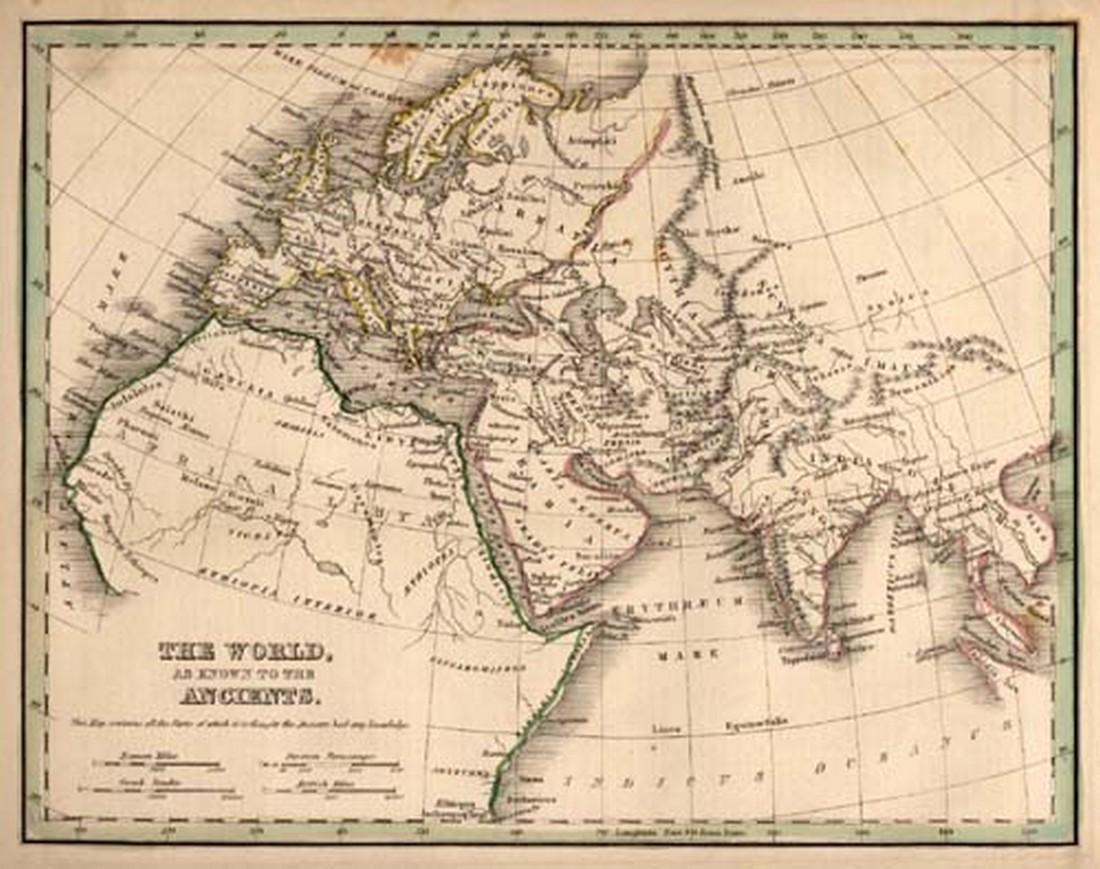 World, As Known to The Ancients.: Title/Content of Map: World, As Known to The Ancients. Publication Date: 1835 Cartographer: BRADFORD, THOMAS GAMALIEL Publisher: T.G. BRADFORD Description: "This map contains all the parts of which it