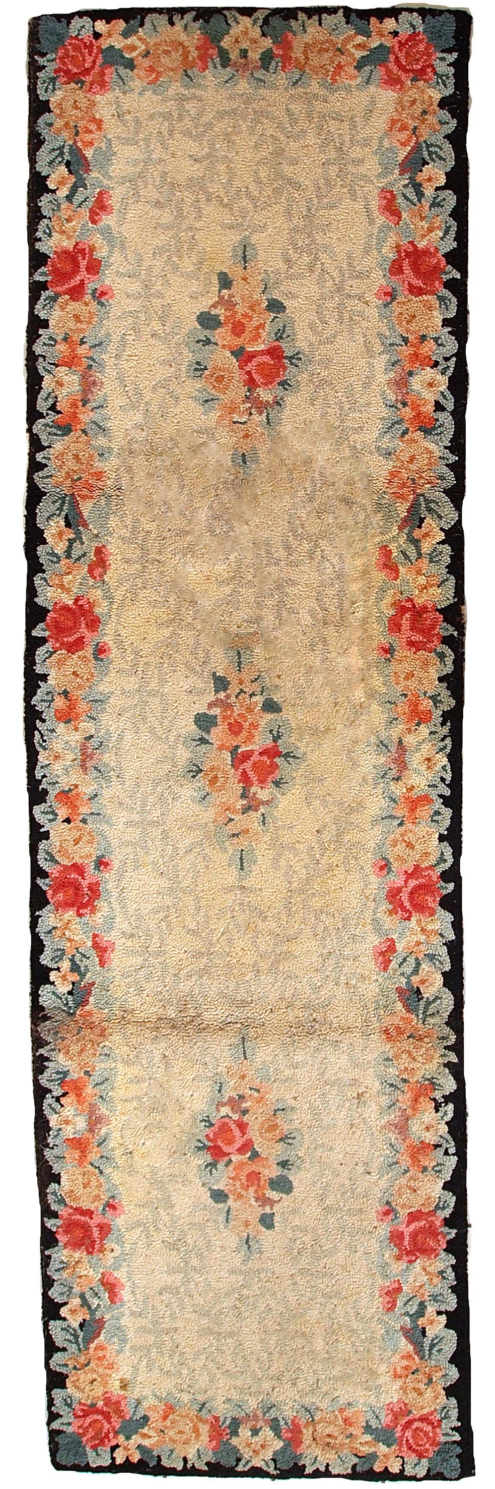 Handmade vintage American Hooked runner 2.5' x 8.5' (1 of 1)