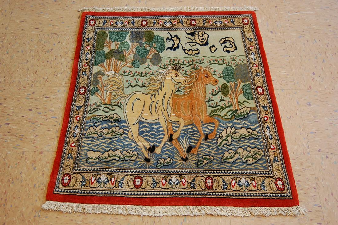 c1930s ANTIQUE HIGHLY DETAILED HORSE DESIGN SARUK RUG (1 of 9)