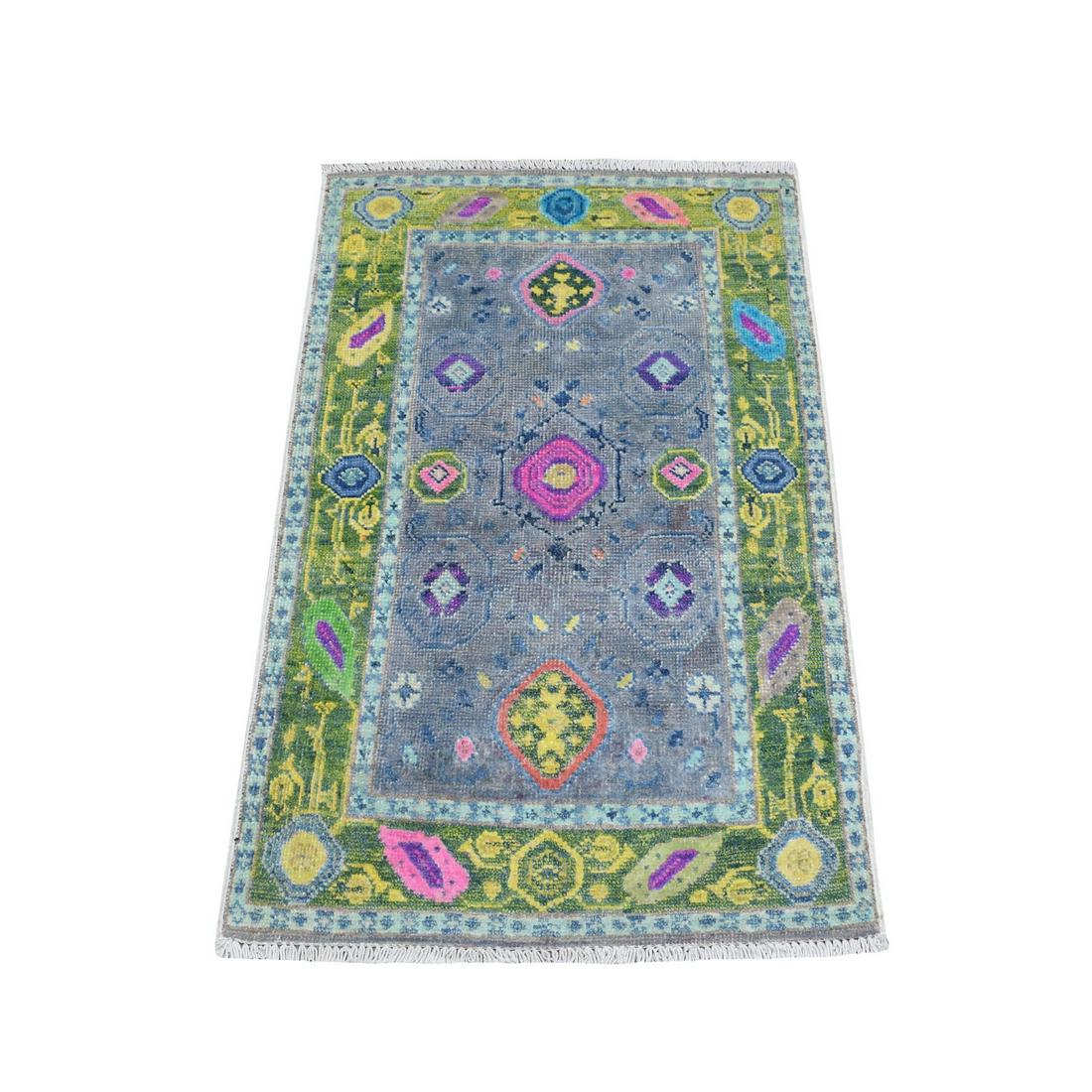 Colorful Gray Fusion Kazak Pure Wool Geometric Design (1 of 5)