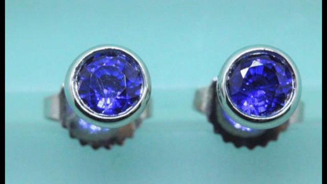 Tiffany & Co Diamond By The Yard Elsa Peretti Studs: Tiffany & Co Platinum Diamond Bezel Elsa Peretti Blue Sapphire Studs.Round Brilliant Cut. Round Brilliant Cut 5 mm Royal Blue Sapphires set in a Gorgeous Platinum Bezel Earrings with Push Backings. Re