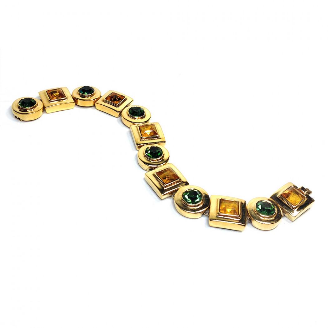 Green and Yellow Rhinestone Bracelet (1 of 3)