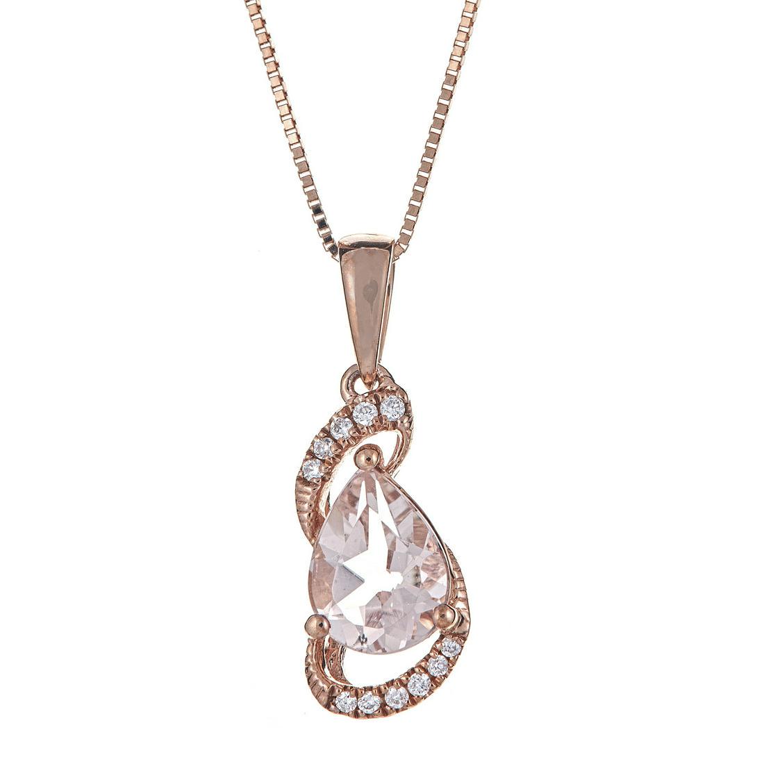 10K Rose Gold Morganite & Diamond Pandent (1 of 1)