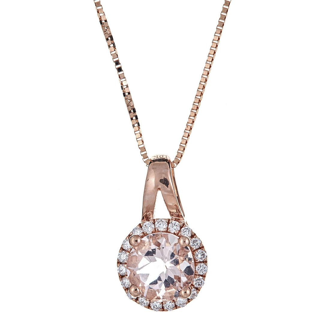 10K Rose Gold Morganite & Diamond Pandent (1 of 1)