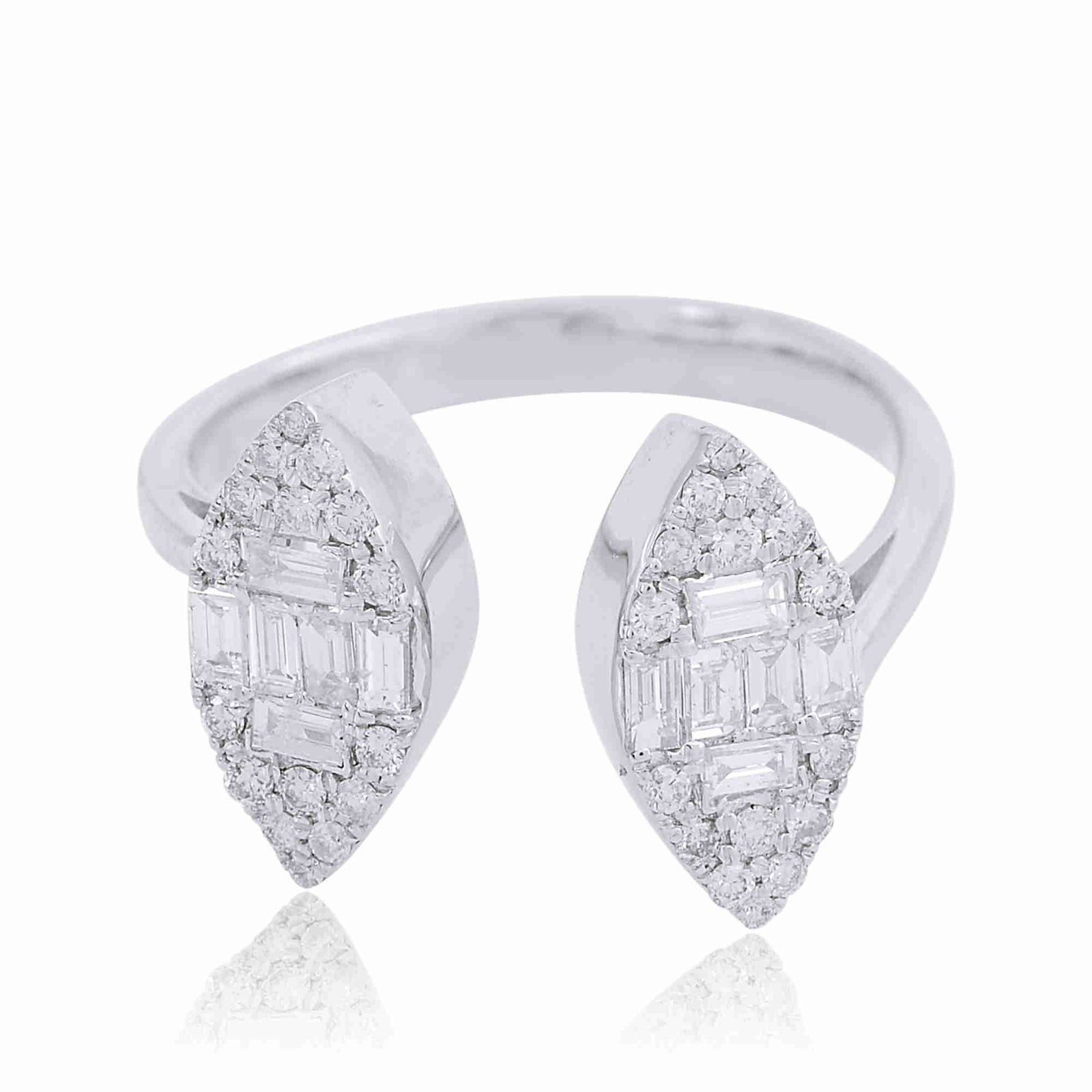 0.60 TCW HI/SI-I1 Baguette Diamond Cuff Ring 10k Gold (1 of 4)