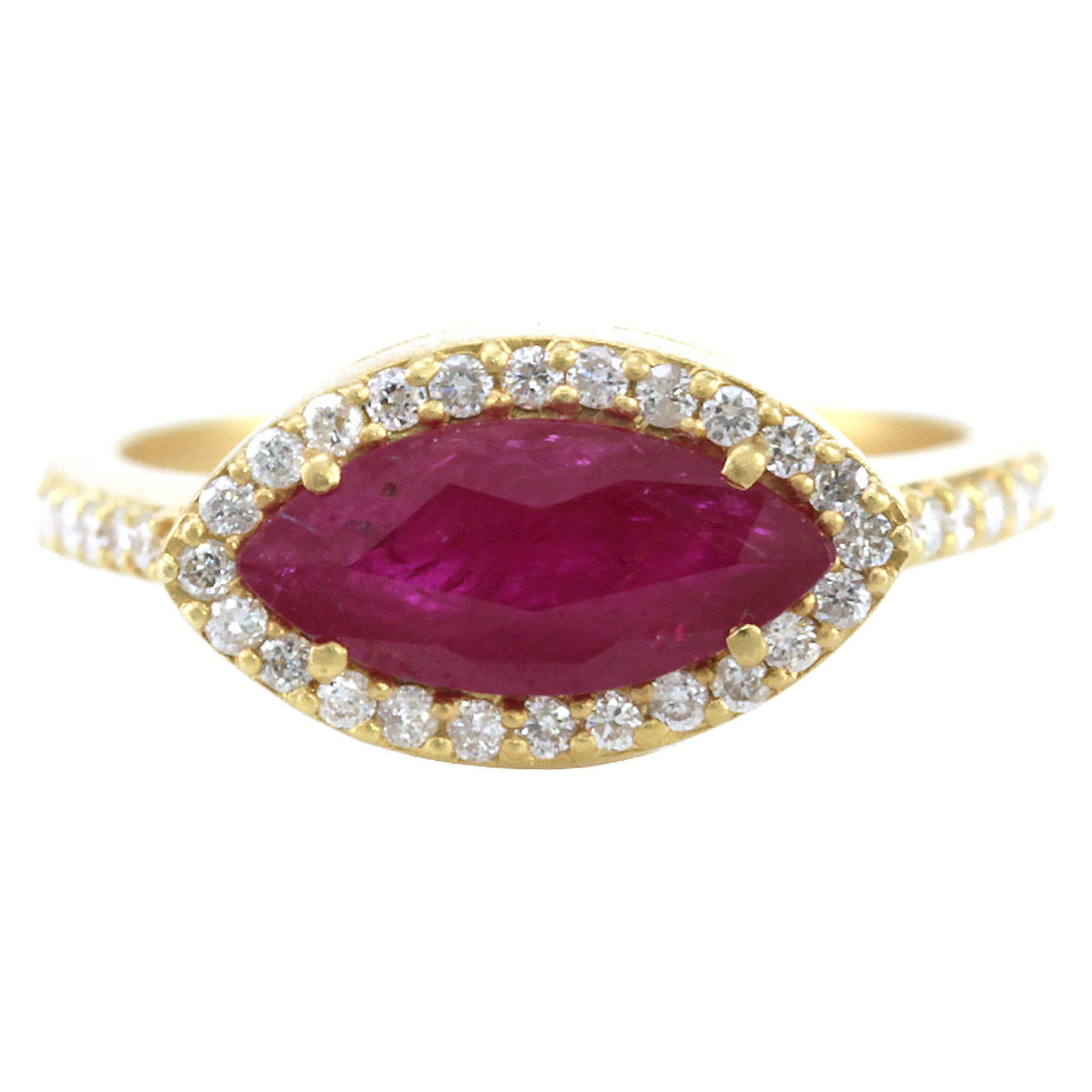 2.07 tcw Ruby Natural Diamond Marquise Ring in 18K (1 of 5)