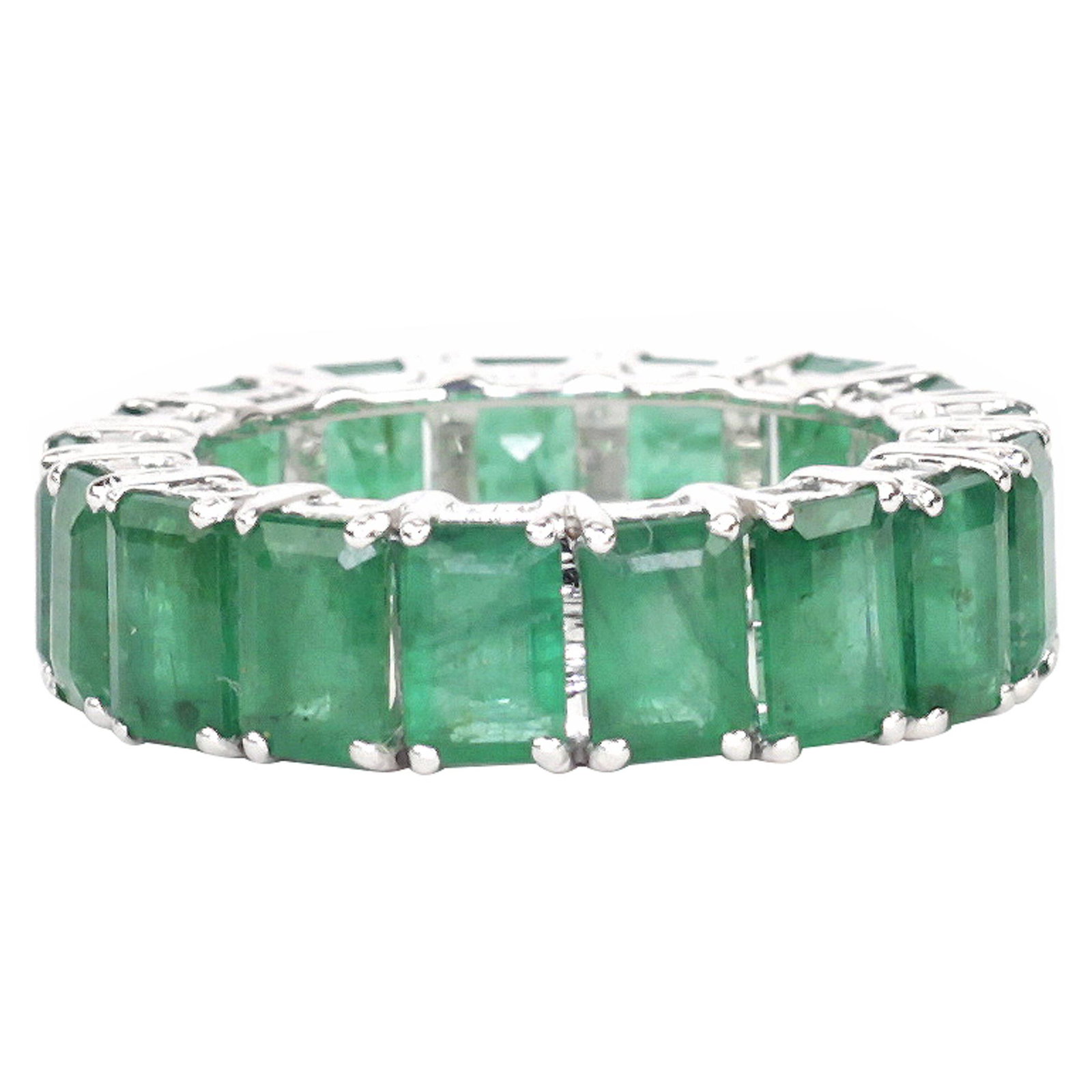 8.96 tcw Emerald Band Ring in 18K White Gold (1 of 6)