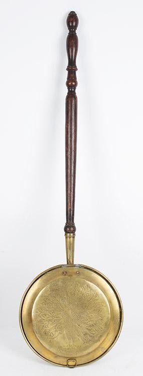 Warming Pan, Bed Warmer, Best Peafowl Engraving, Brass, (1 of 2)