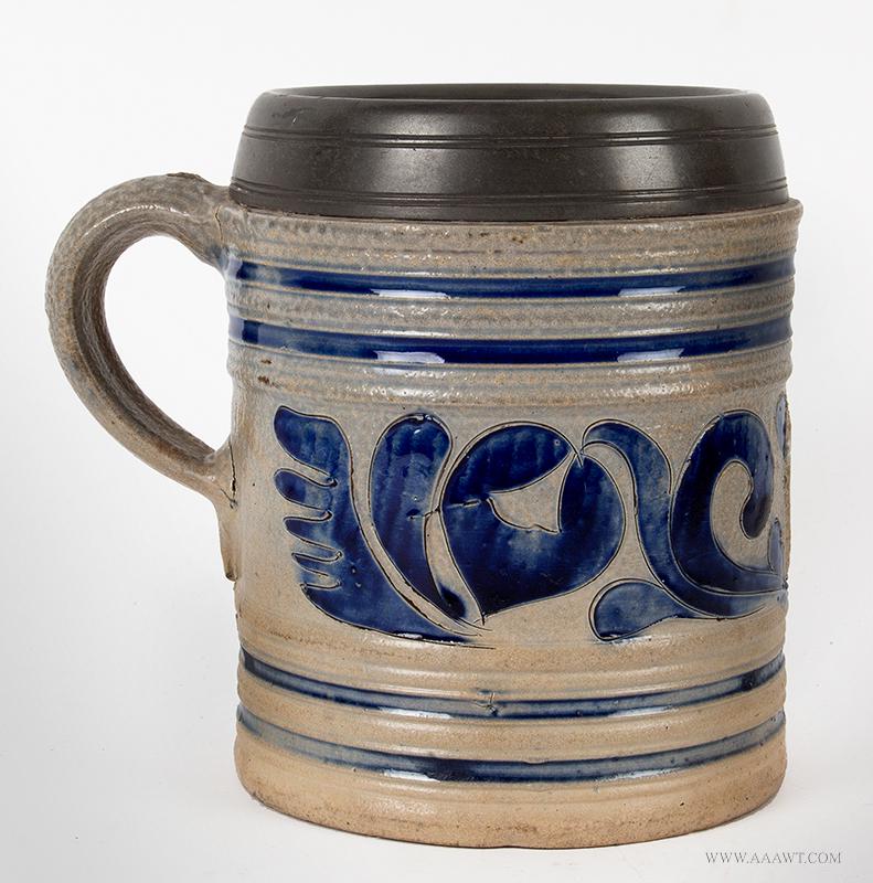 Stoneware GR Mug, Salt Glazed, Pewter Mounted (1 of 2)