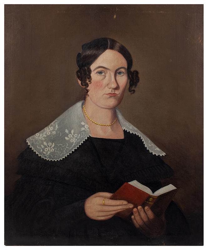 Folk Art Portrait of Lady Holding Red Book (1 of 3)