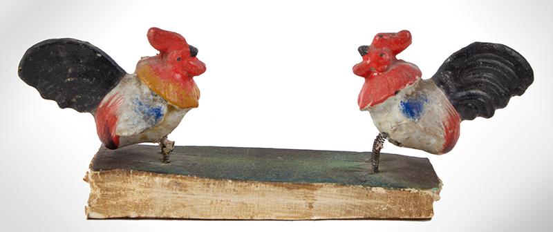 Double Rooster on Painted Base Squeak Toy, Composition, (1 of 1)