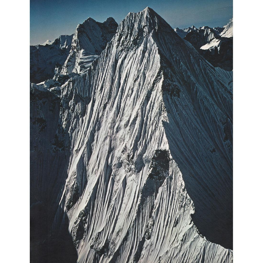 YOSHIKAZU SHIRAKAWA - Unnamed Peak, Himalayas: Artist: YOSHIKAZU SHIRAKAWA Print Title: Unnamed Peak Medium: Color Sheet-Fed Gravure Printing Date: 1970's Printed in Switzerland Image Size approx: 11.25 X 8.5 inches Reserve: $30.00 Shipping: Domes