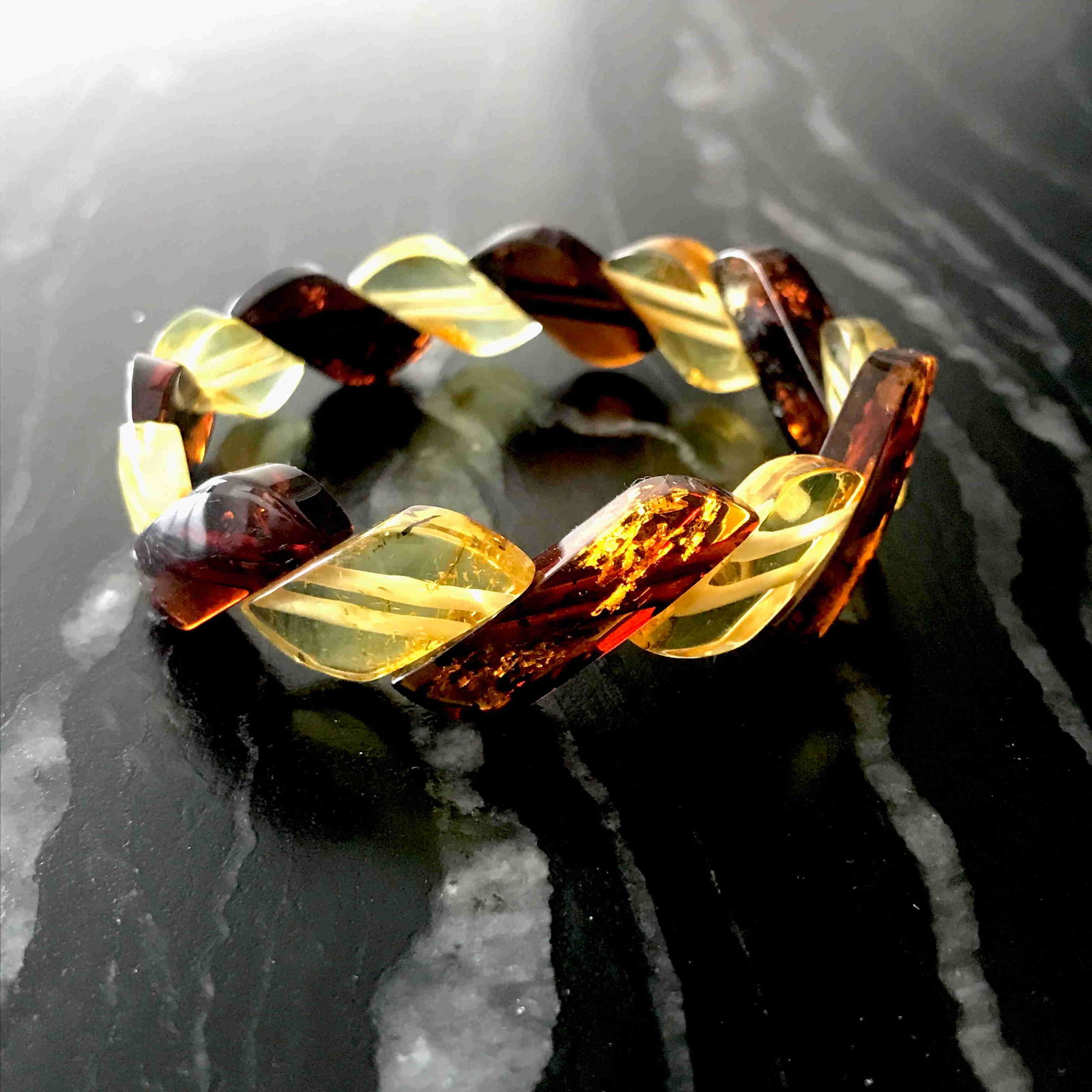 Exquisite Amber Bracelet made from Hand Carved Amber (1 of 8)