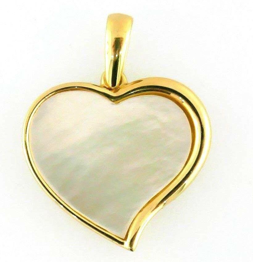 Bulgari Bvlgari Gold Pearl Heart Charm: NS TT0 18k Yellow Gold Pearl Heart Charm made by Bvlgari in Italy. Stamped with the Bvlgari maker's mark, "Made in Italy" mark and a hallmark for 18k gold. Measurements: Height is 1 inches with the ho