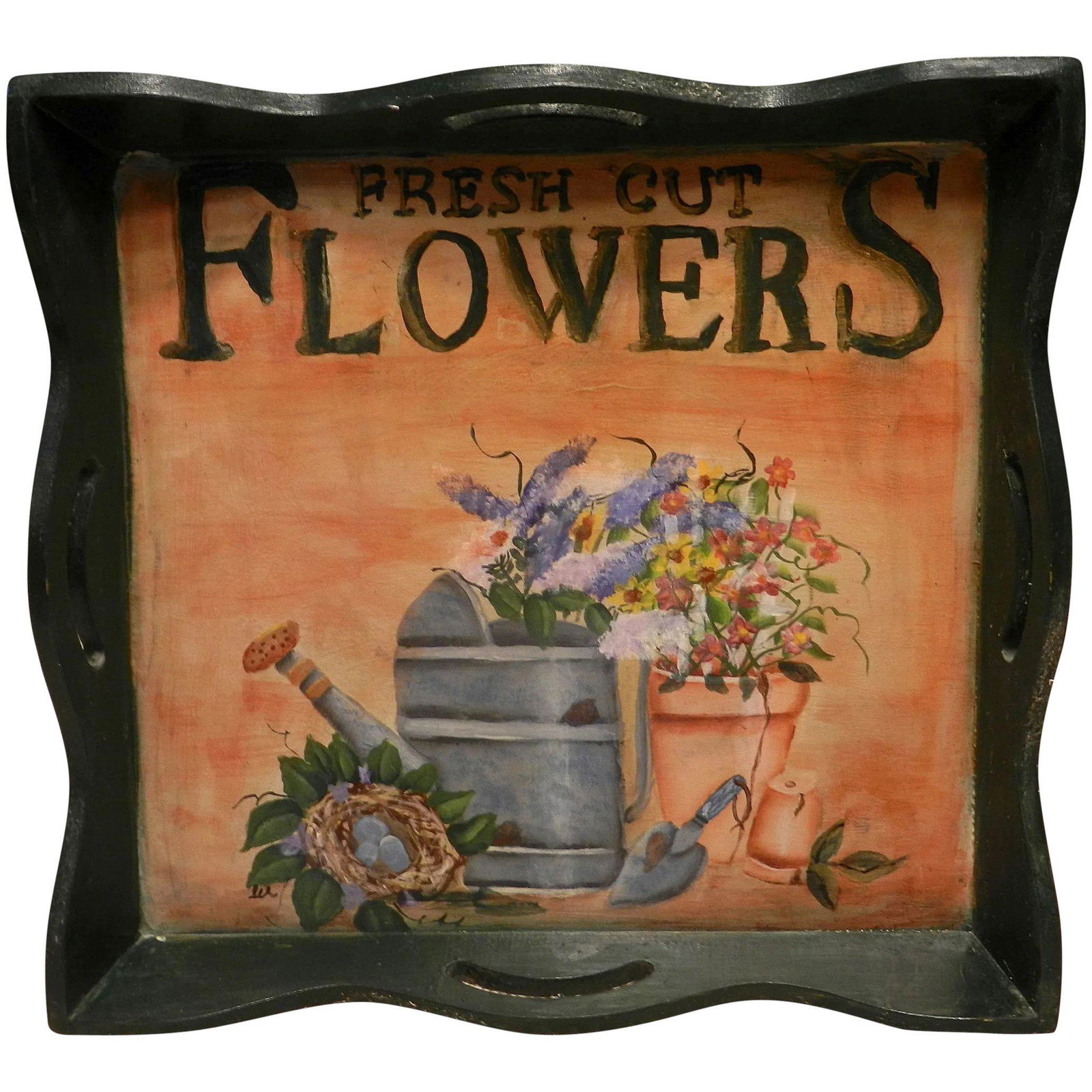 Vintage Hand Painted Folk Art Wall Hanging Tray (1 of 9)