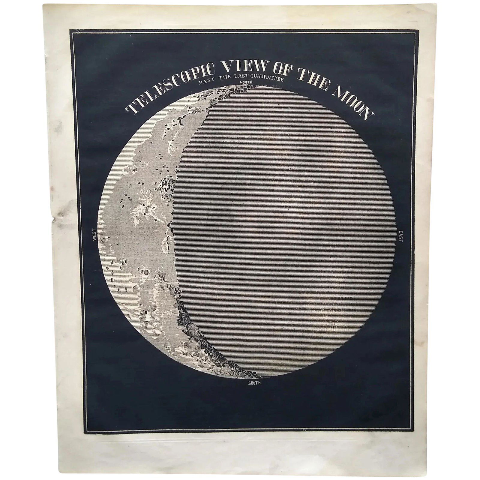 Astronomical print - Telescopic View of the Moon - 1853 (1 of 2)