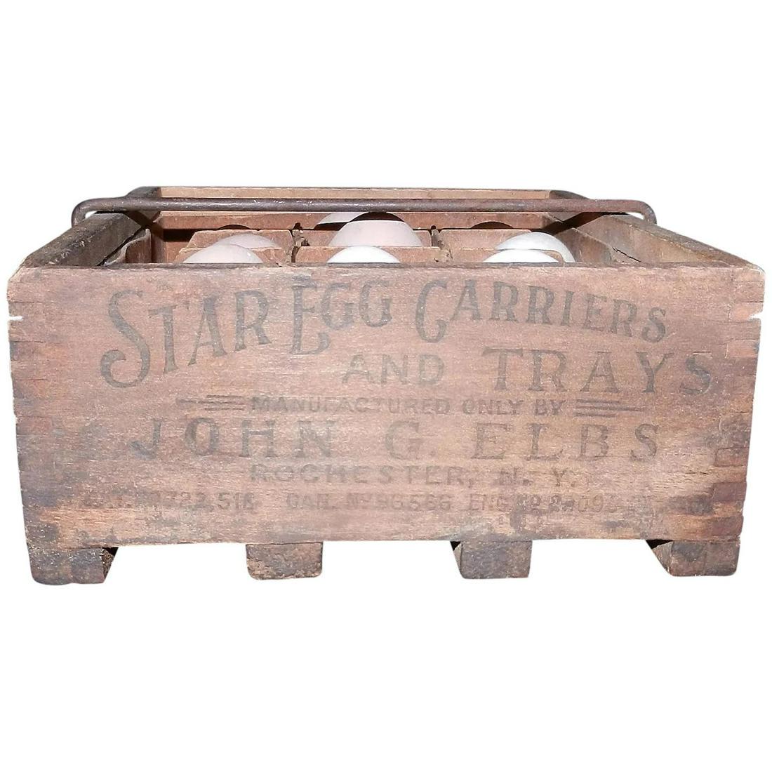 Antique John G. Elbs Star Egg Carrier and Tray with (1 of 10)