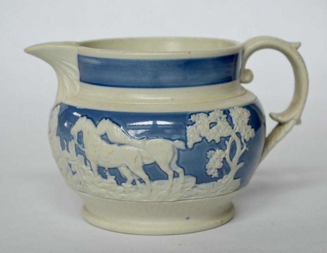 English Sprigged Hunting Jug ca. Early 19th Century; (1 of 6)
