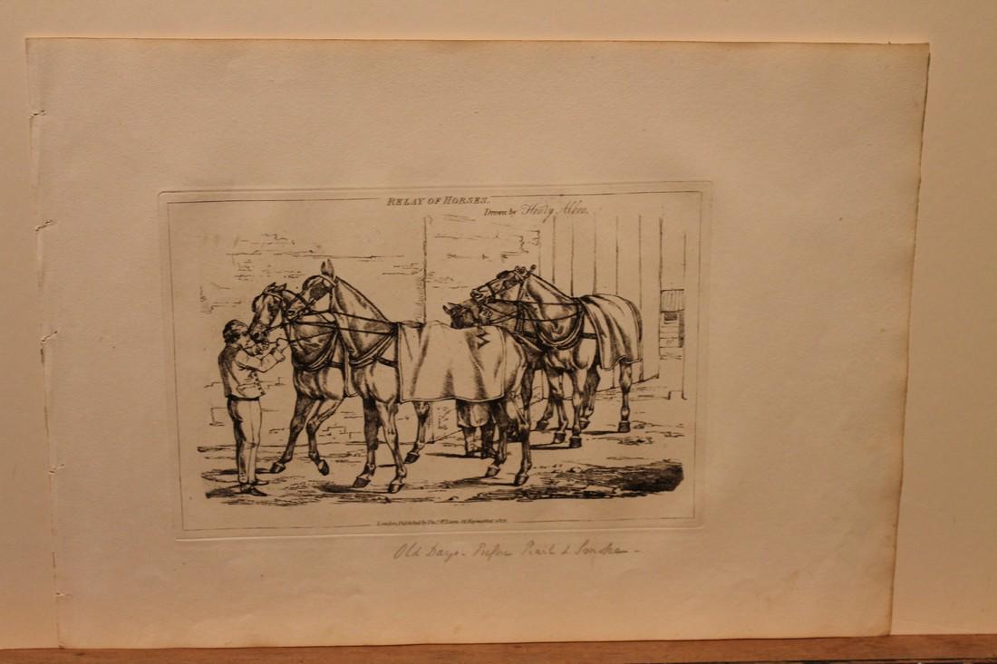 Alken - 1828 Equine Engraving: Artist: Alken Title: 1828 Equine Engraving Printing Date: 1828 Medium: Ink on Paper Size/Format: 13.5"X10" Additional Information: Copper plate engraving by Henry Thomas Alken Sr. (1785-1851). Part of