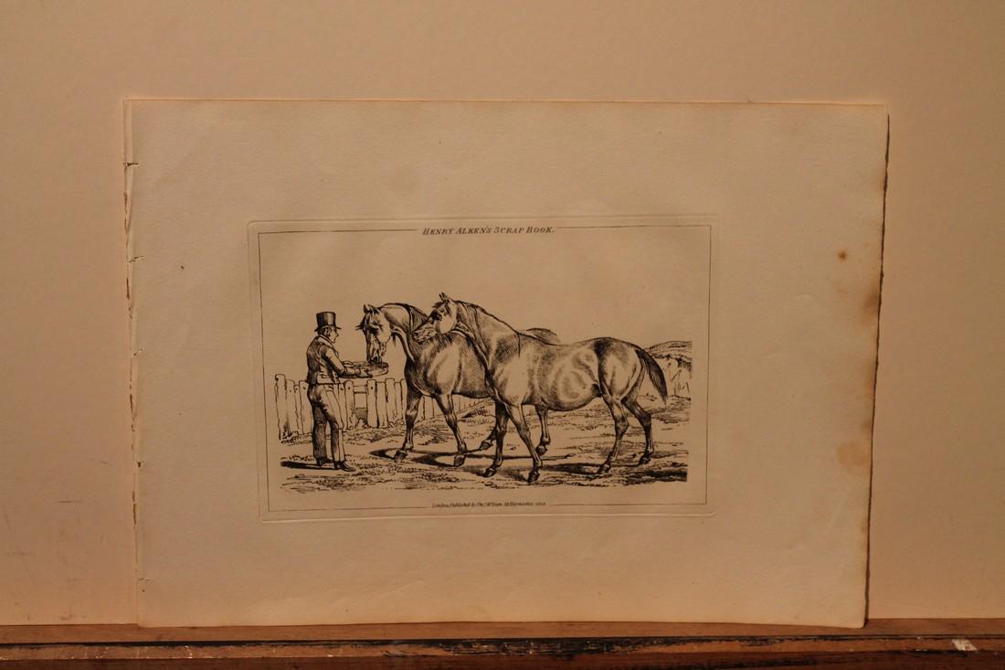 Alken - 1828 Equine Engraving: Artist: Alken Title: 1828 Equine Engraving Printing Date: 1828 Medium: Ink on Paper Size/Format: 13.5"X10" Additional Information: Copper plate engraving by Henry Thomas Alken Sr. (1785-1851). Part of