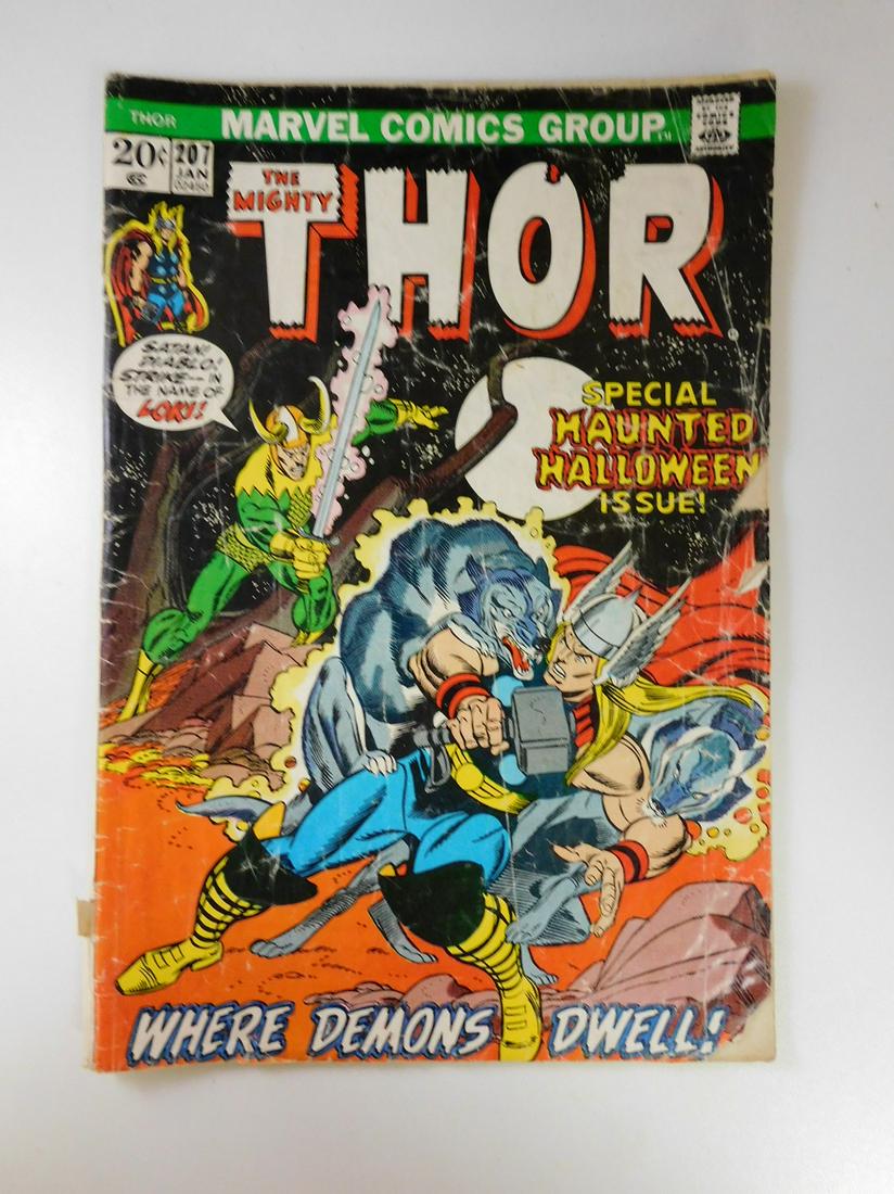 Thor #207: No Reserve! Thor #207. PR Complete Spine Split Shipping: Individual Comics: Flat-rate of $9.99 (1-8 comics) or $19.99 (9+ comics) to anywhere within the contiguous U.S. International: Foreign shipping