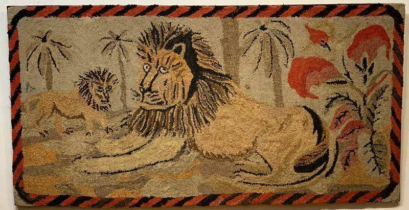 American Folk Art Ross Pattern Hooked Rug circa 1890 (1 of 3)