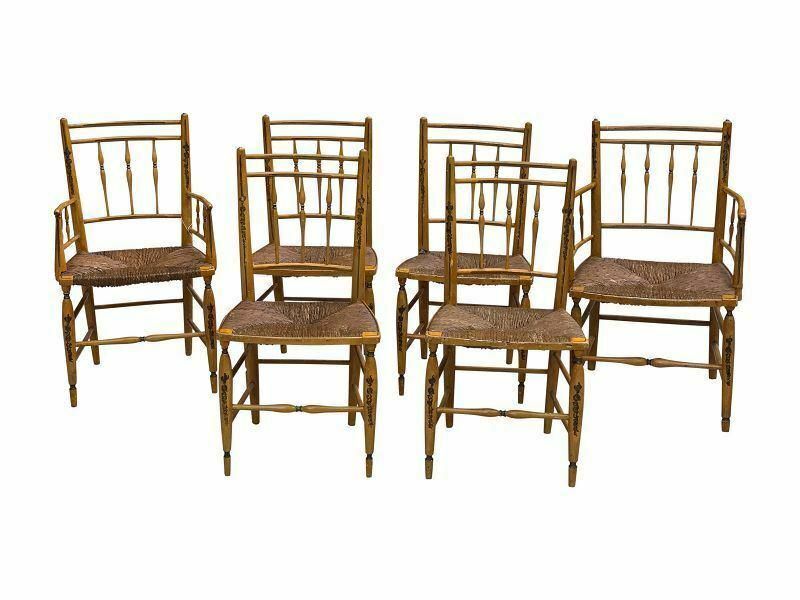 Set of Six Paint Decorated Federal Fancy Chairs circa (1 of 3)