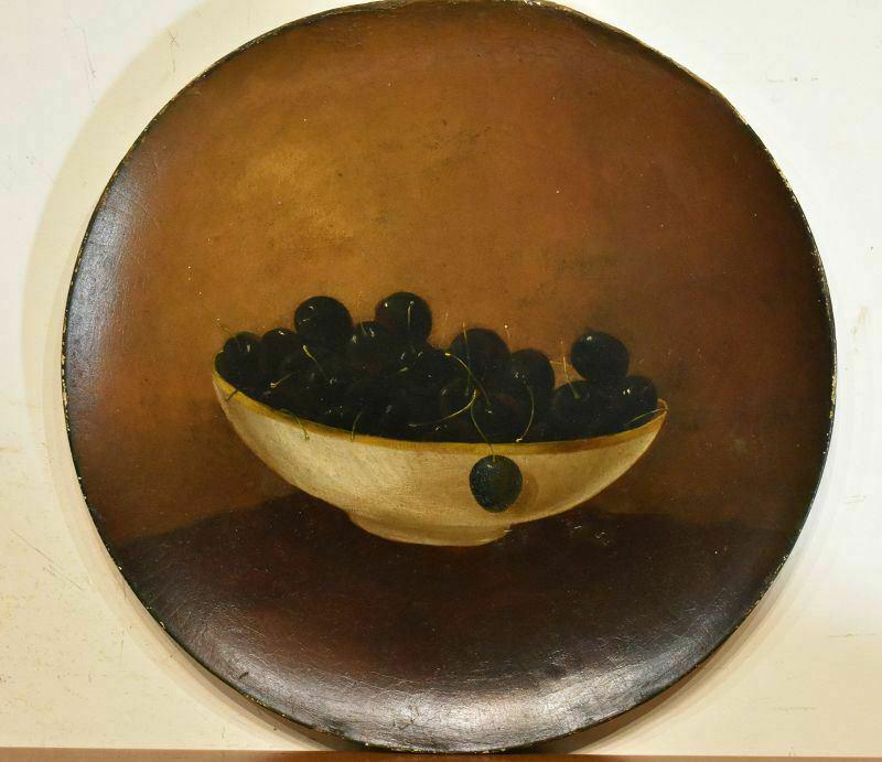 American Folk Art Painting of a Bowl of Cherries circa (1 of 4)