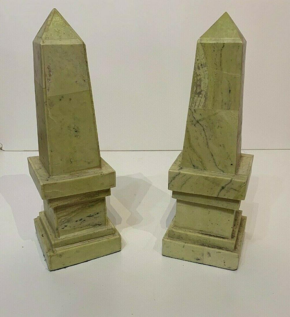 Pair Of Marble Yellow Obelisks Mantle Ornaments (1 of 6)
