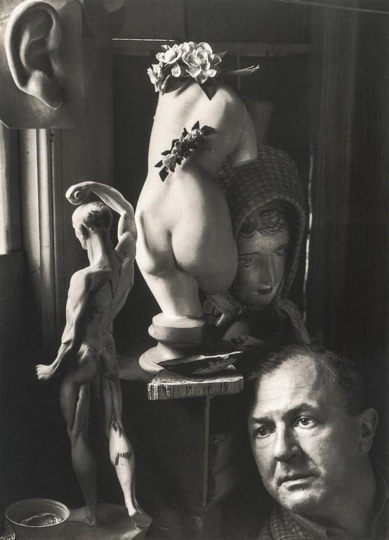 ARNOLD NEWMAN - George Grosz, Bayside, Long Island: Artist: ARNOLD NEWMAN Title: George Grosz, Bayside, Long Island, 1942 Medium: Photo Litho, 1994, Hong Kong Dimensions: 4.8x6.65" Description: Heat Wax Mounted on 8.5x11" Conservation Board Artist Bio: