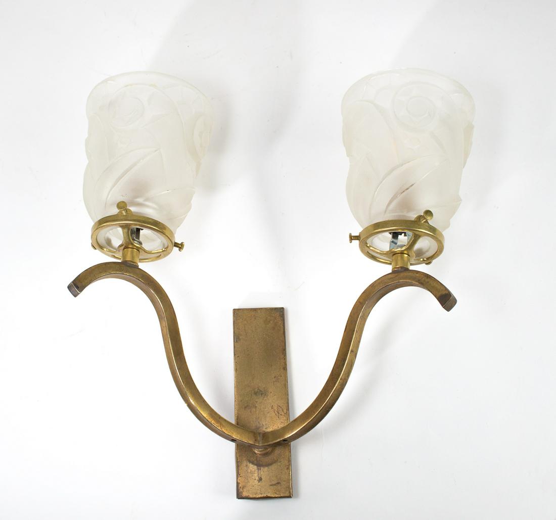 FRENCH ART DECO Sconces MOLDED Etched GLASS SCHNEIDER (1 of 3)