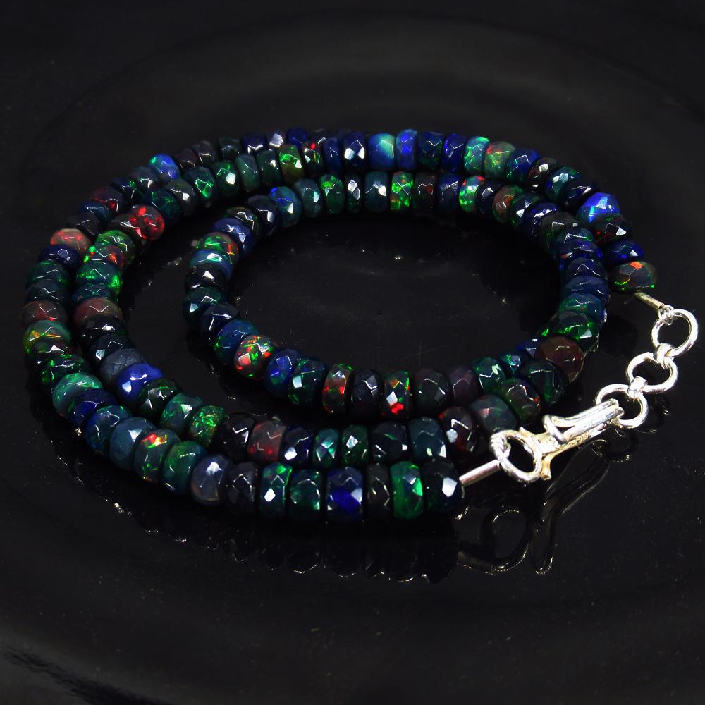 56.62 Ct 925 Silver 143 Black Faceted Opal Beads (1 of 2)