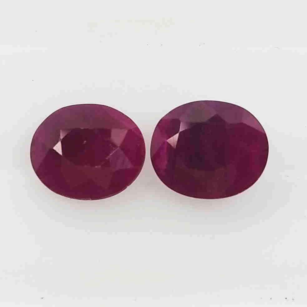 2 PCS 1.55 CTS NATURAL RED RUBY OVAL SHAPE GOOD LUSTER (1 of 5)