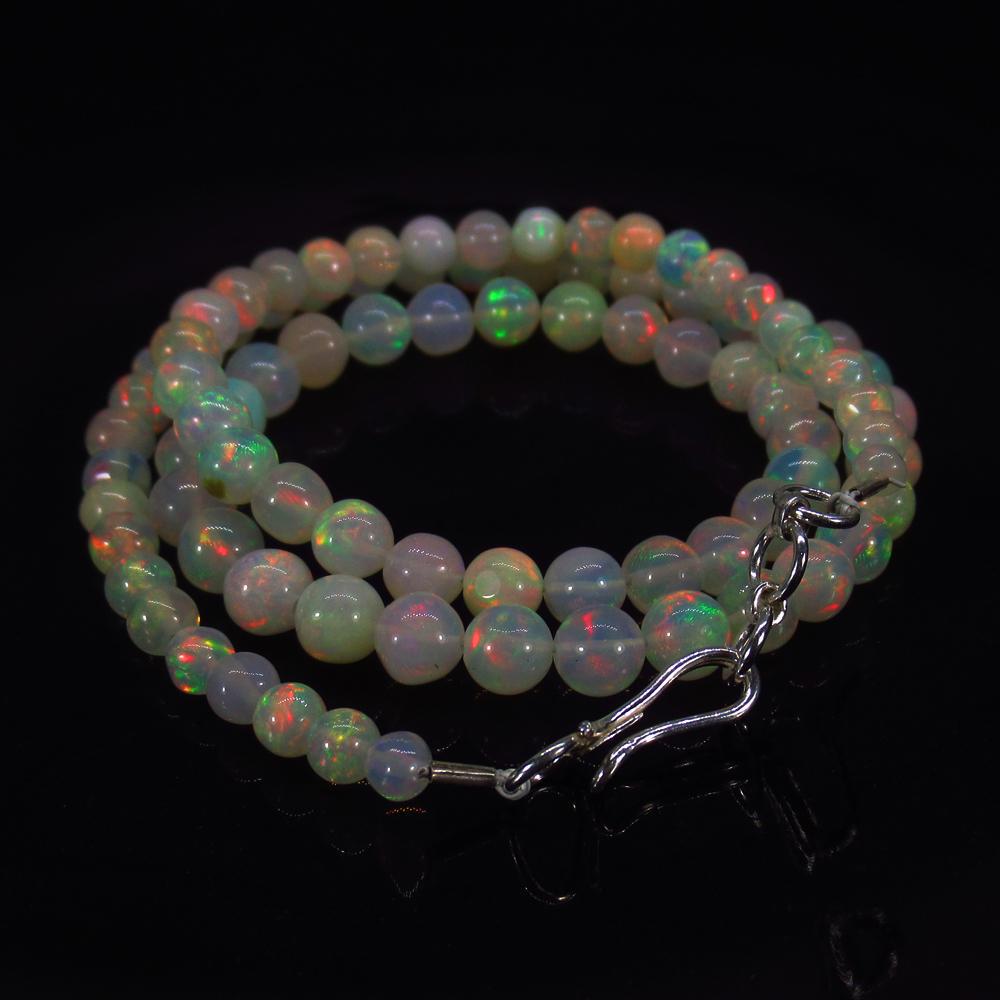 53.82 Ct 925 Silver 87 Round Ball Opal Beads Necklace (1 of 3)