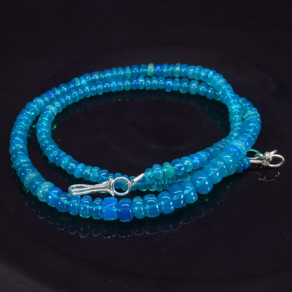 51.07 Ct 925 Silver 155 Neon Blue Fire Opal Beads (1 of 3)