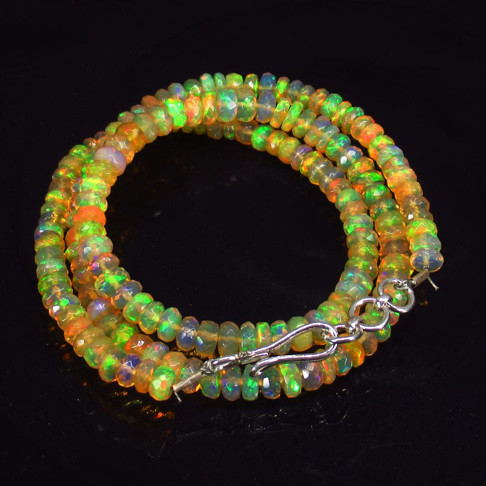 47.84 Ct 925 Silver 162 Faceted Opal Beads Necklace (1 of 3)