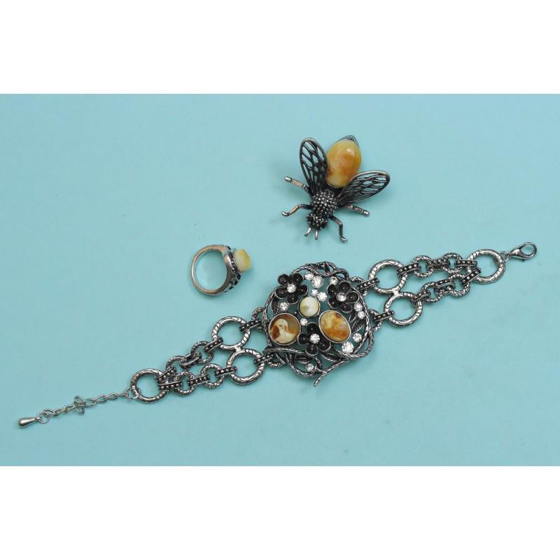 60 g. Vintage 100% natural Baltic amber set bracelet, (1 of 10)