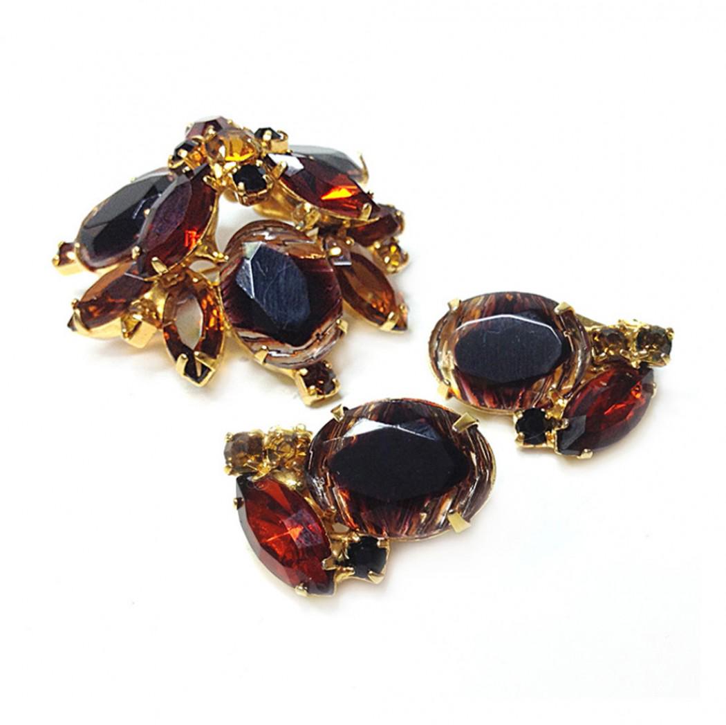 D&E Juliana Art Glass Brooch & Earring Set (1 of 3)