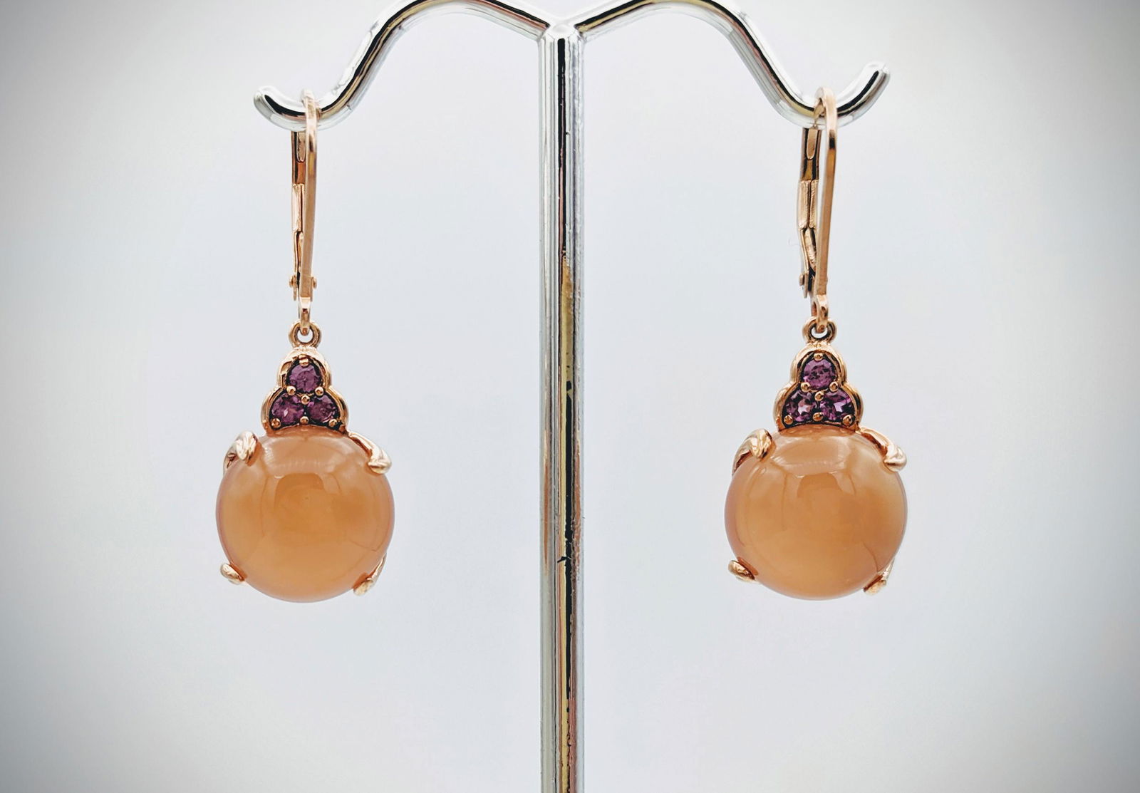 Moonstone Earrings w Amethyst (1 of 3)