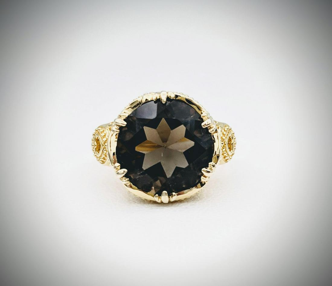 Smoky Quartz Ring Mounted in Hearts Sz 7 (1 of 4)