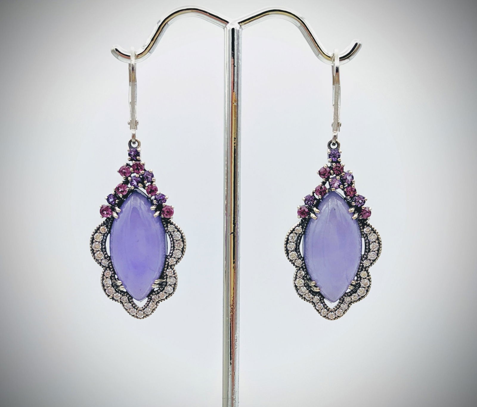 Sterling Silver Pink & Purple Amethyst, Violet Jade & (1 of 3)