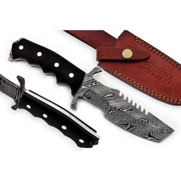 Damascus steel knife, leather sheath, micarta handle,: Knife "Order" made of damask steel. Handle Â– micarta, scabbard - leather. Damascus knives are very durable, look great and keep sharpness perfectly. Damascus steel has high quality contents to giv