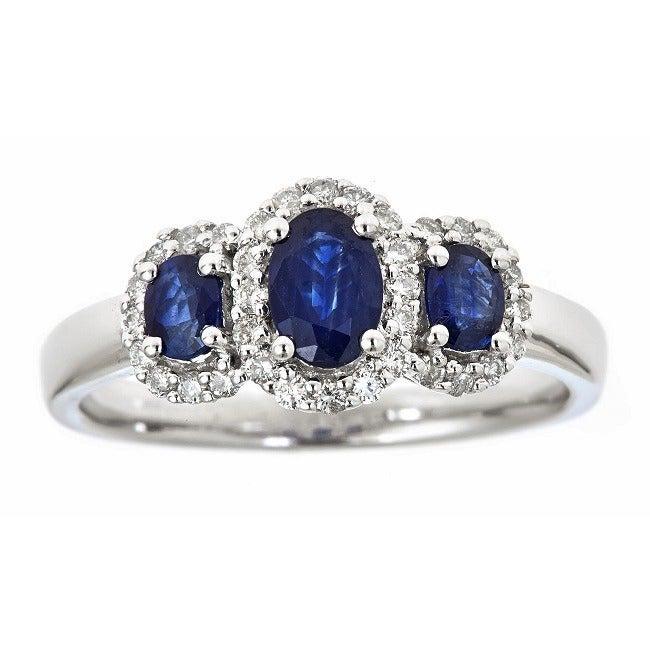 14K White Gold Blue Sapphire & Diamond Ring (1 of 1)